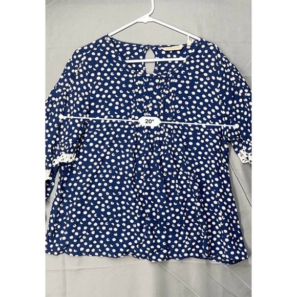 SOFT SURROUNDINGS Sonrisa Navy Polka Dot
Small Cottagecore Boho Flowy Smocked - Picture 5 of 8